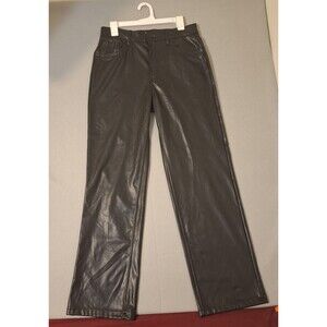 Pull & Bear  Faux Leather Pants Womens 8 30x32 Black Straight Leg Moto Grunge